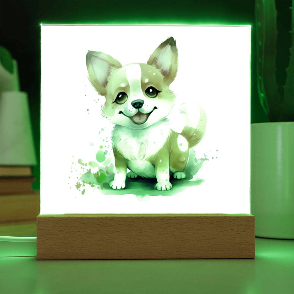 Corgi (Watercolor) 04 - Square Acrylic Plaque