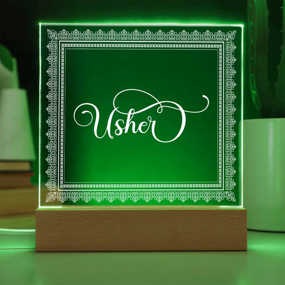 Usher (White) - Square Acrylic Plaque