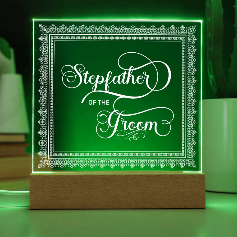 Stepfather of the Groom (White) - Square Acrylic Plaque