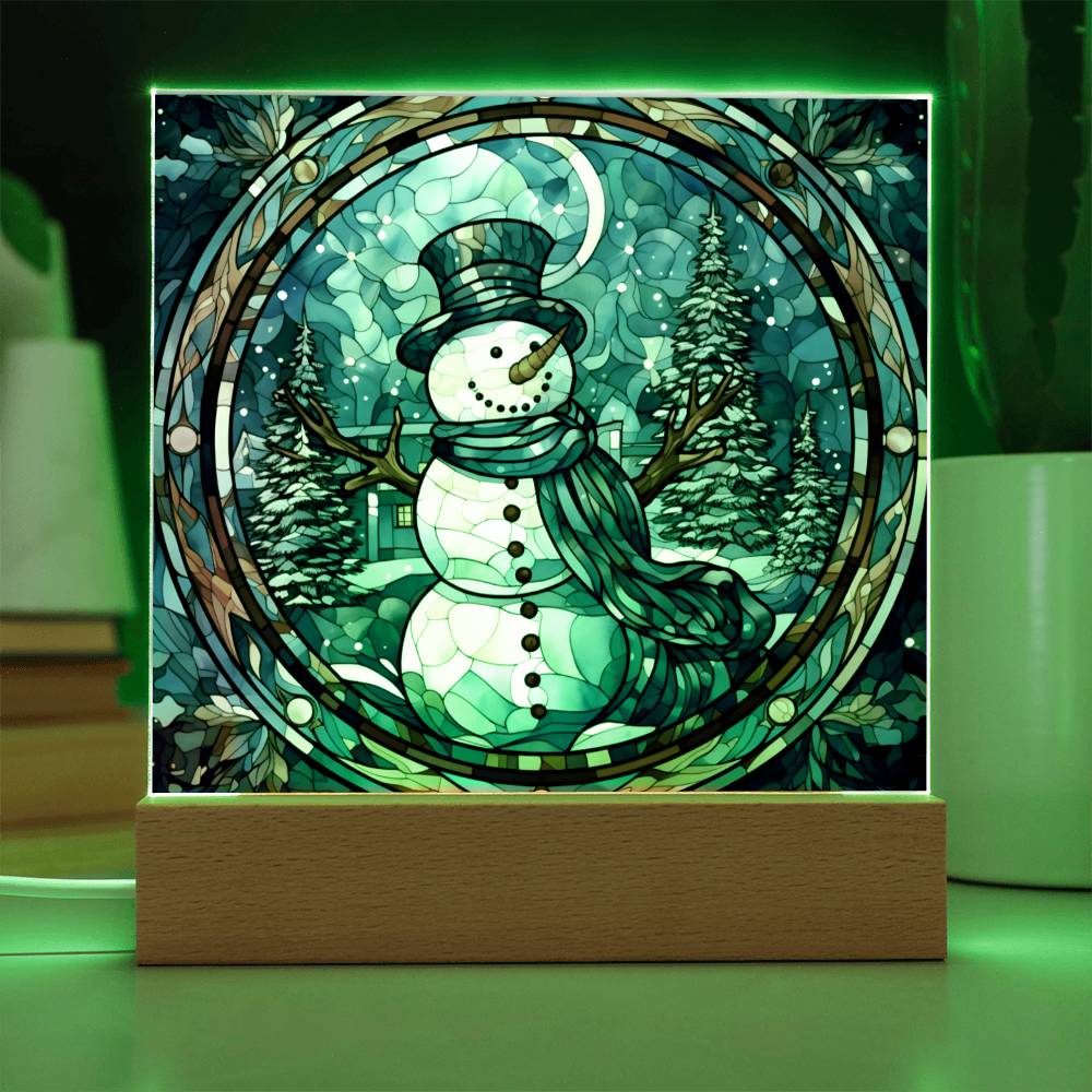 Christmas Stained Glass Design 002 - Square Acrylic Plaque