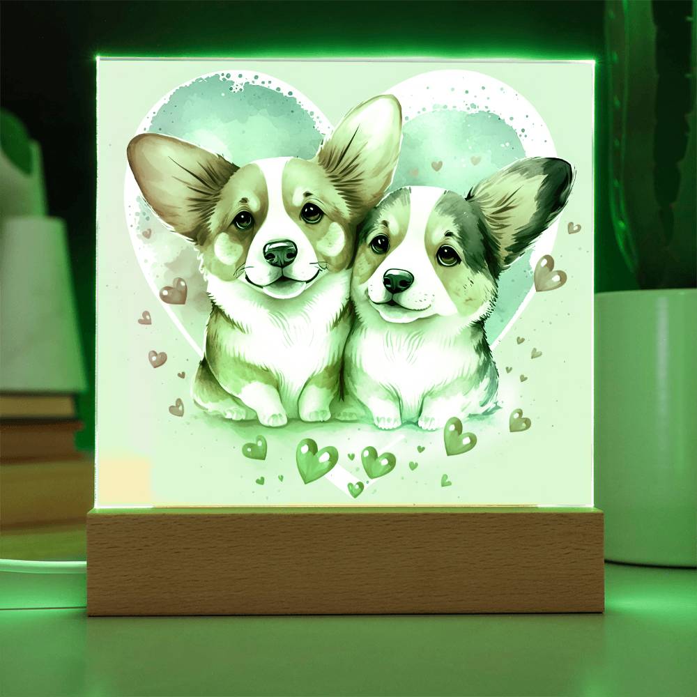 Cute Dogs In Love (Watercolor) 04 - Square Acrylic Plaque