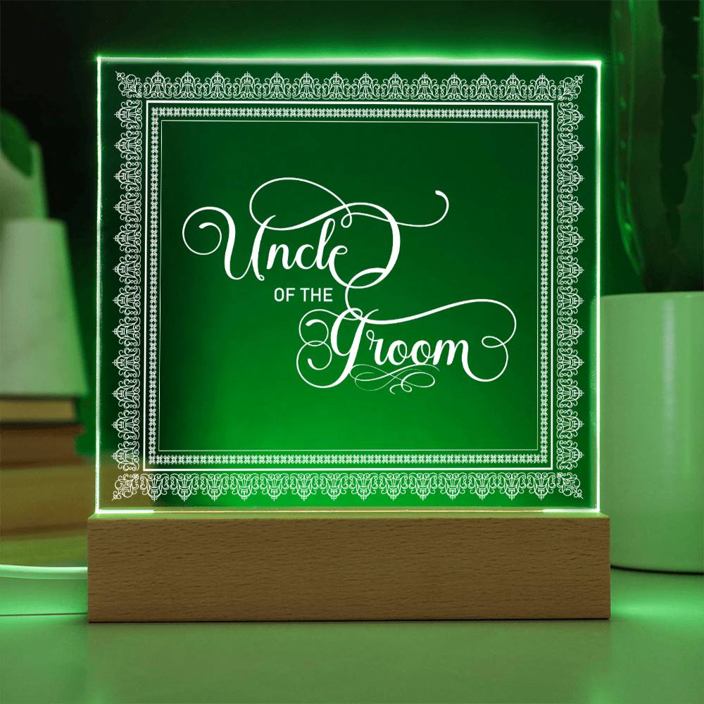 Uncle of the Groom (White) - Square Acrylic Plaque