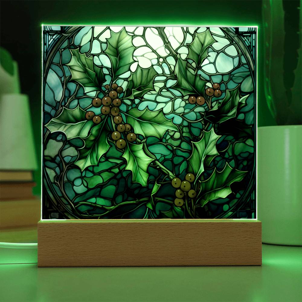 Christmas Stained Glass Design 035 - Square Acrylic Plaque