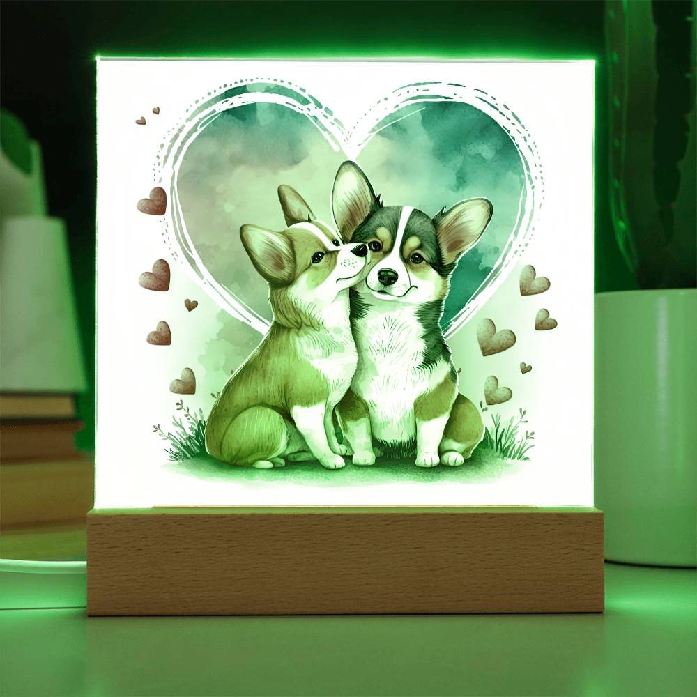 Cute Dogs In Love (Watercolor) 02 - Square Acrylic Plaque