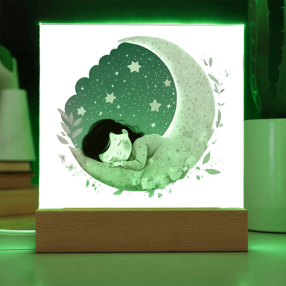 Sweet Dreams Baby Girl (Watercolor) 09 - LED Night Light Square Acrylic Plaque