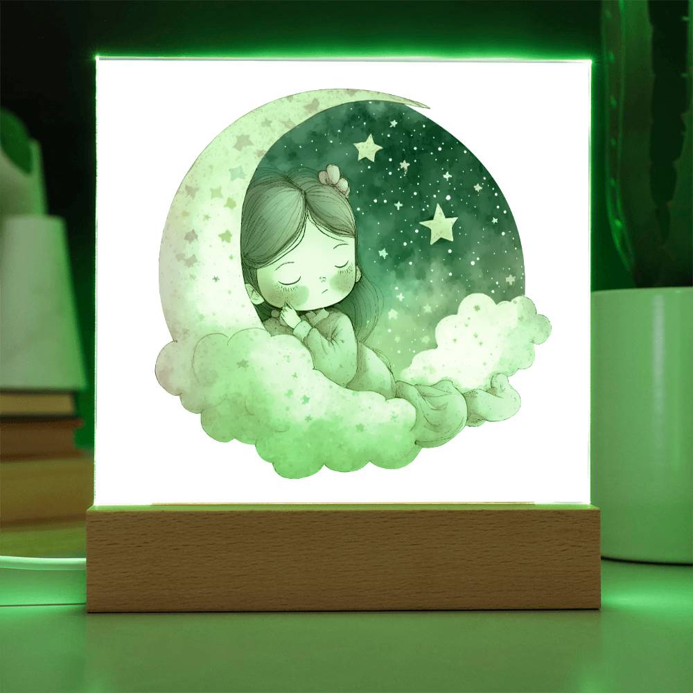 Sweet Dreams Baby Girl (Watercolor) 02 - LED Night Light Square Acrylic Plaque