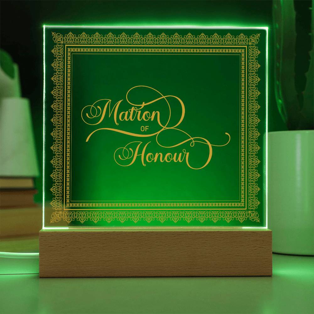 Matron of Honour (Gold) - Square Acrylic Plaque