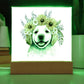 Dog And Spring Flowers (Watercolor) 02 - Square Acrylic Plaque
