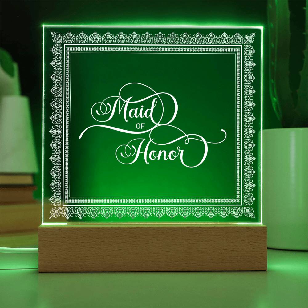Maid of Honor (White) - Square Acrylic Plaque