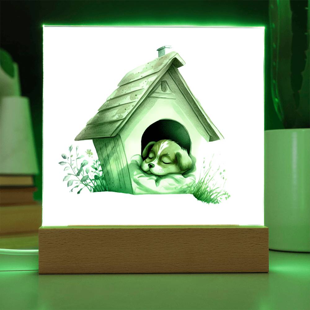 Dog Sleeping (Watercolor) 05 - Square Acrylic Plaque