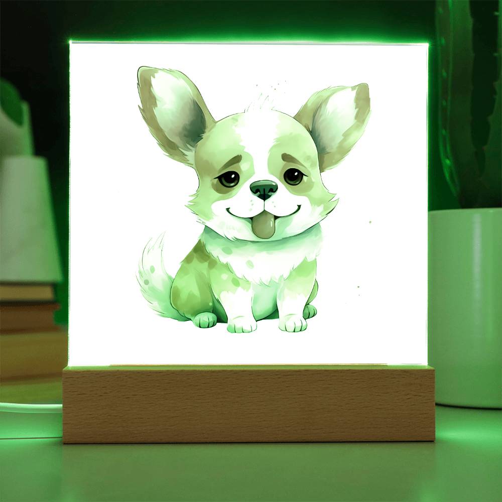 Corgi (Watercolor) 02 - Square Acrylic Plaque