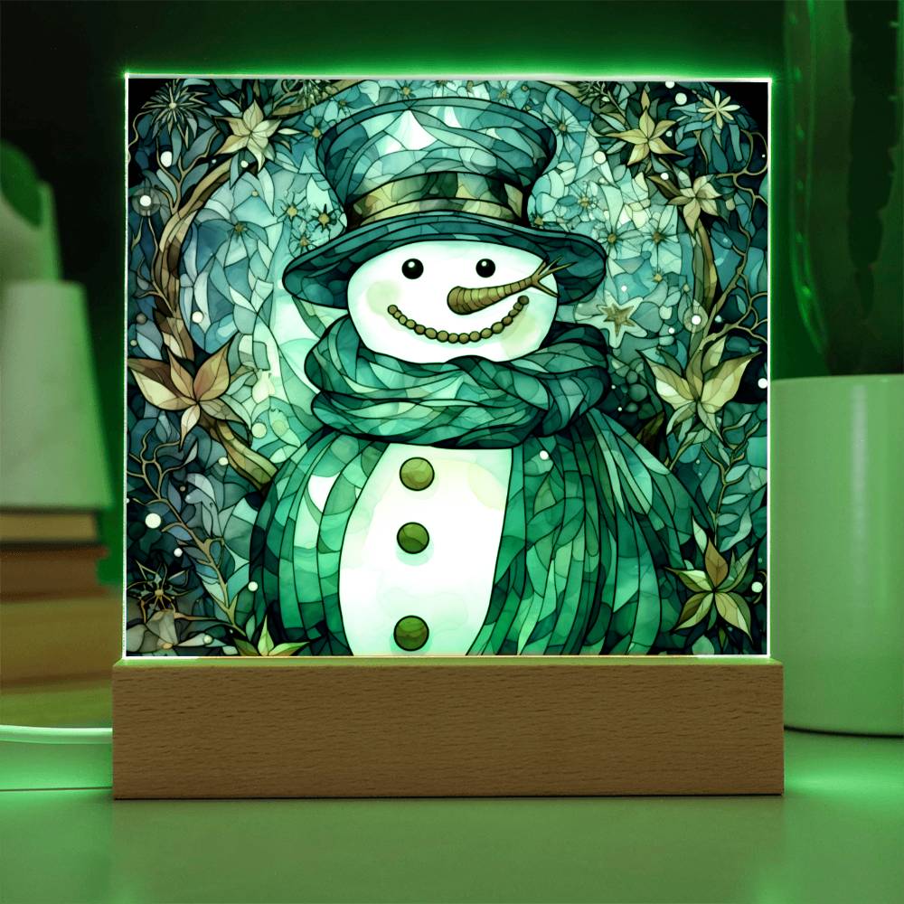 Christmas Stained Glass Design 009 - Square Acrylic Plaque