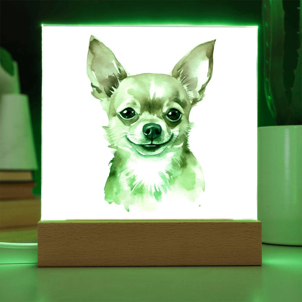Chihuahua (Watercolor) 04 - Square Acrylic Plaque
