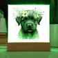 Dog And Spring Flowers (Watercolor) 08 - Square Acrylic Plaque