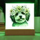Dog And Spring Flowers (Watercolor) 05 - Square Acrylic Plaque