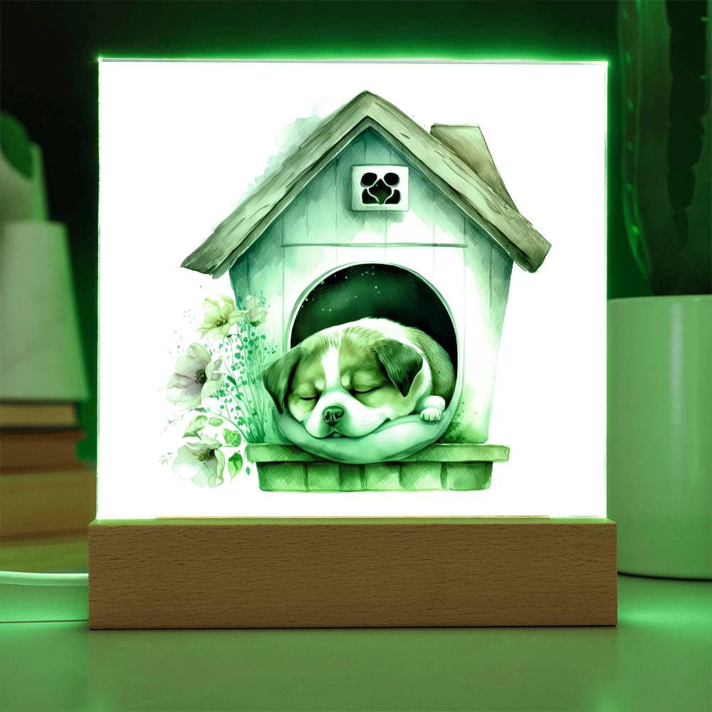 Dog Sleeping (Watercolor) 07 - Square Acrylic Plaque