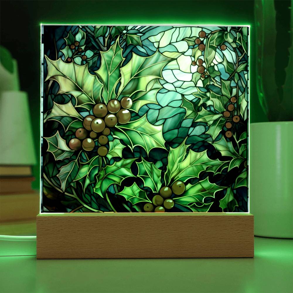 Christmas Stained Glass Design 019 - Square Acrylic Plaque