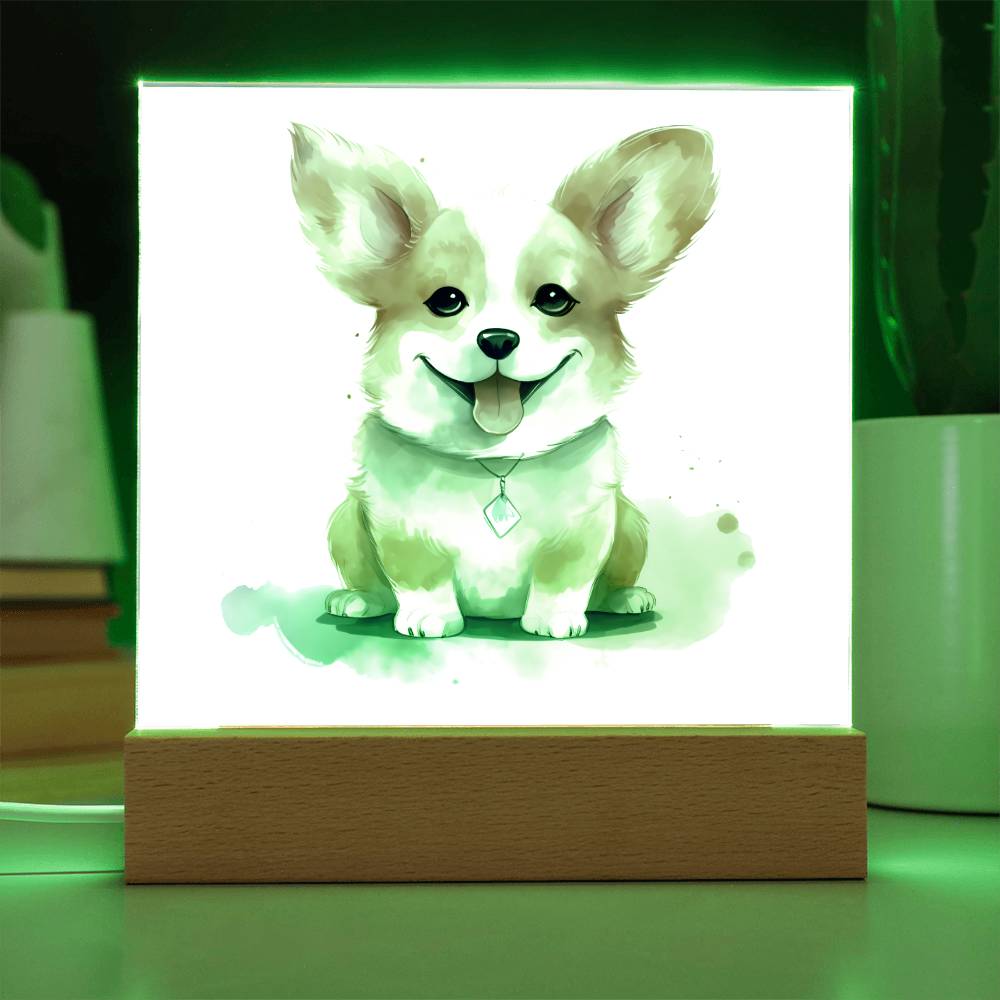 Corgi (Watercolor) 03 - Square Acrylic Plaque