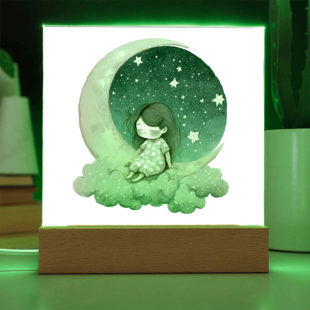 Sweet Dreams Baby Girl (Watercolor) 05 - LED Night Light Square Acrylic Plaque