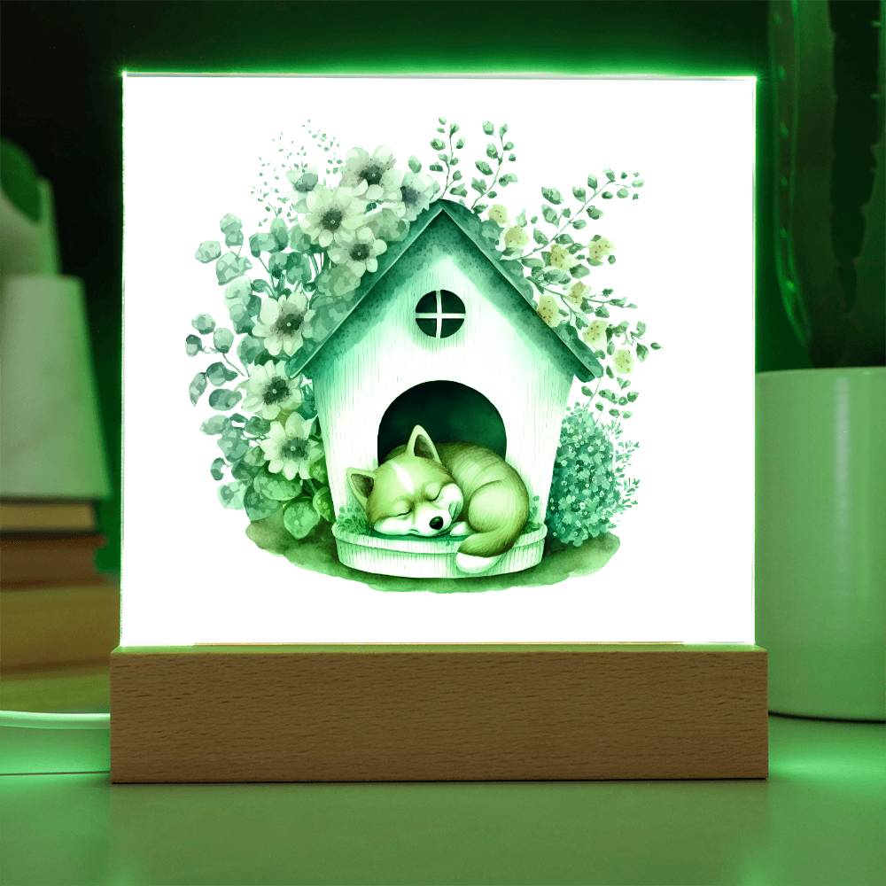 Dog Sleeping (Watercolor) 03 - Square Acrylic Plaque