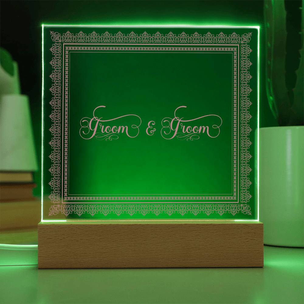 Groom & Groom (Rose) - Square Acrylic Plaque