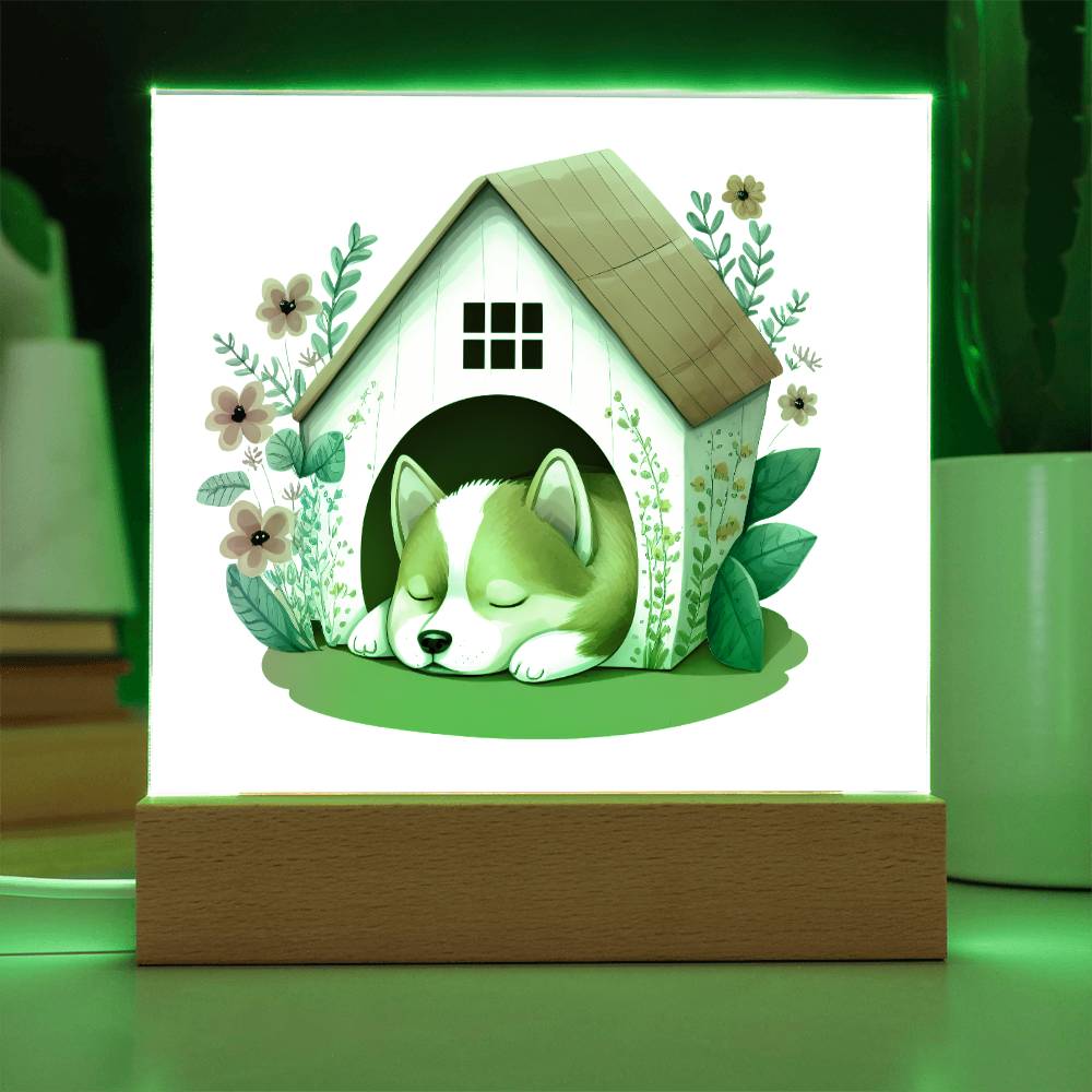 Dog Sleeping (Watercolor) 06 - Square Acrylic Plaque