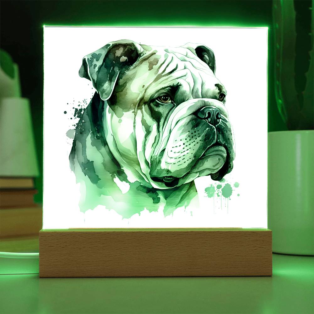 Bulldog (Watercolor) 01 - Square Acrylic Plaque