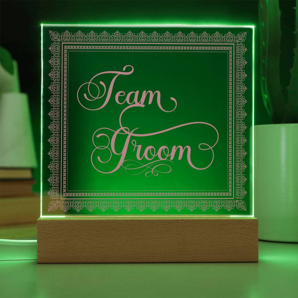 Team Groom (Rose) - Square Acrylic Plaque