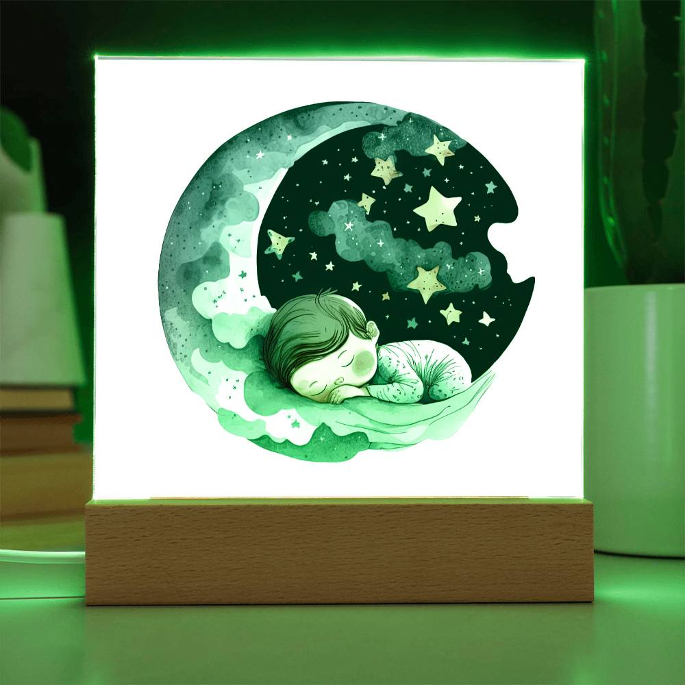 Sweet Dreams Baby Boy (Watercolor) 07 - LED Night Light Square Acrylic Plaque