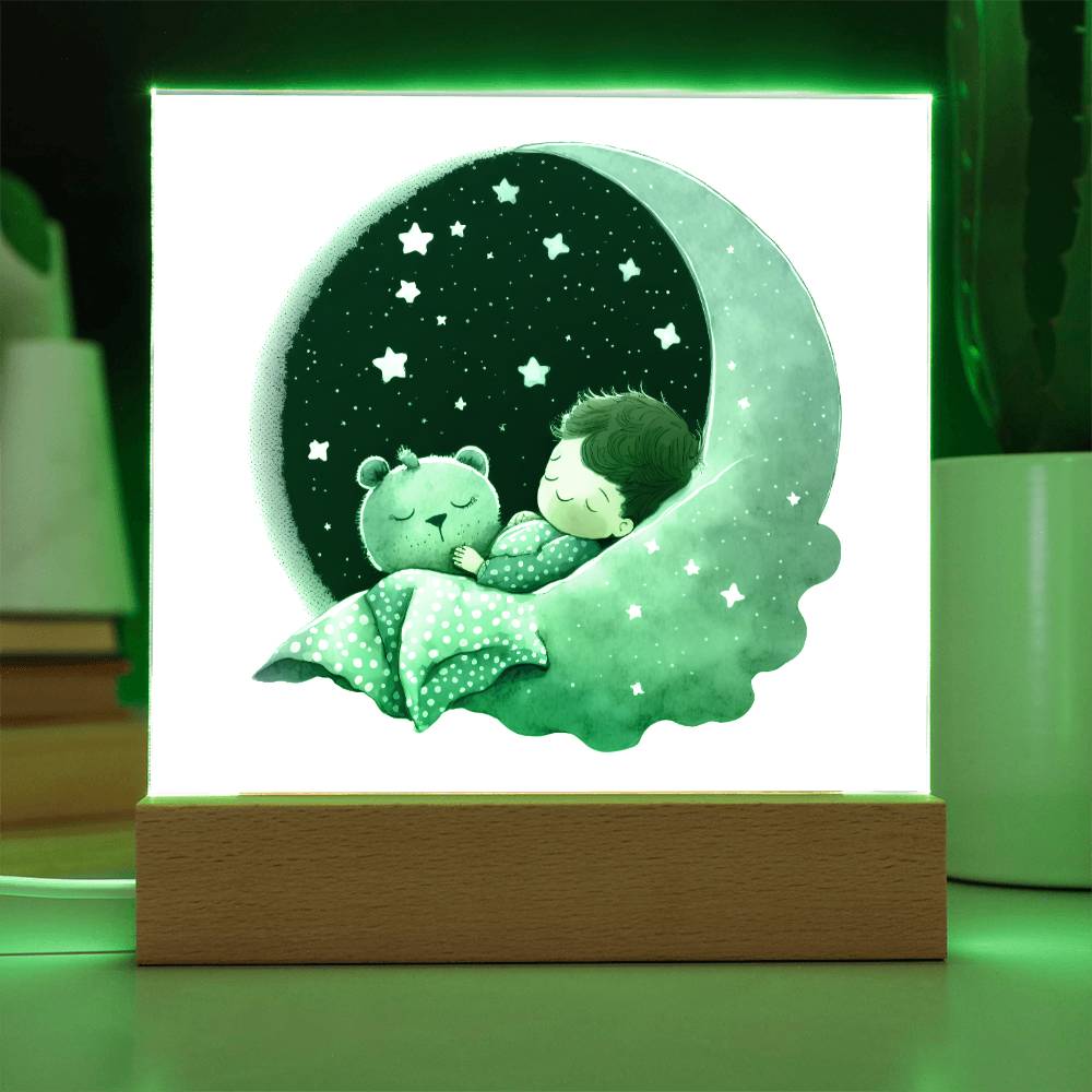 Sweet Dreams Baby Boy (Watercolor) 05 - LED Night Light Square Acrylic Plaque