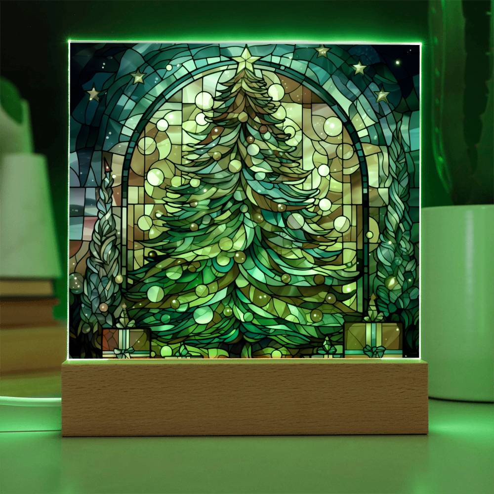 Christmas Stained Glass Design 029 - Square Acrylic Plaque