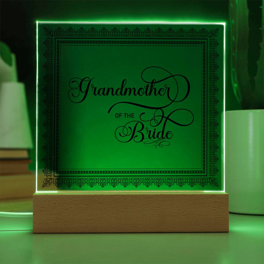 Grandmother of the Bride (Black) - Square Acrylic Plaque
