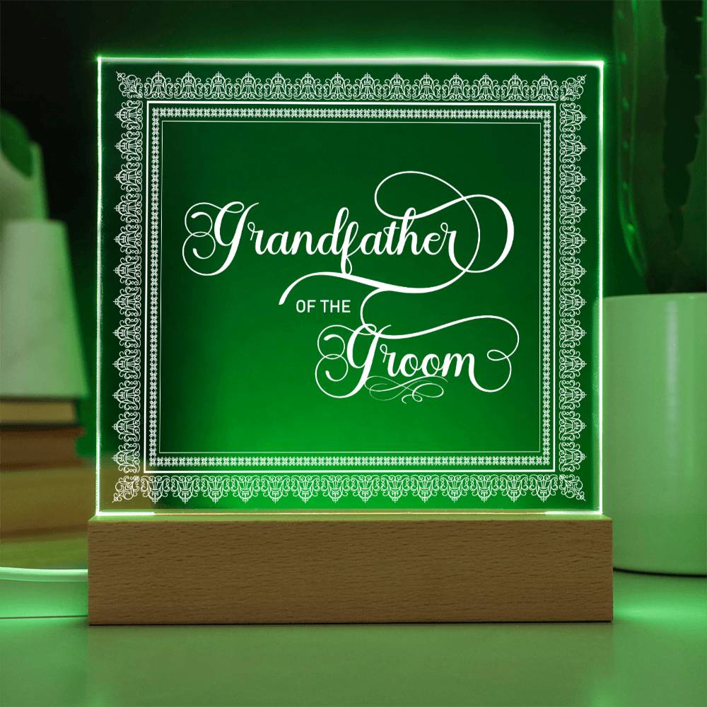 Grandfather of the Groom (White) - Square Acrylic Plaque
