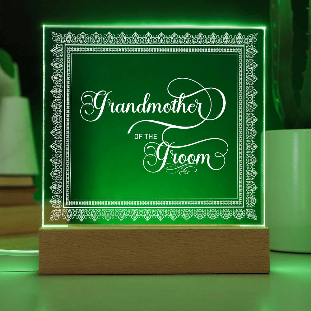 Grandmother of the Groom (White) - Square Acrylic Plaque