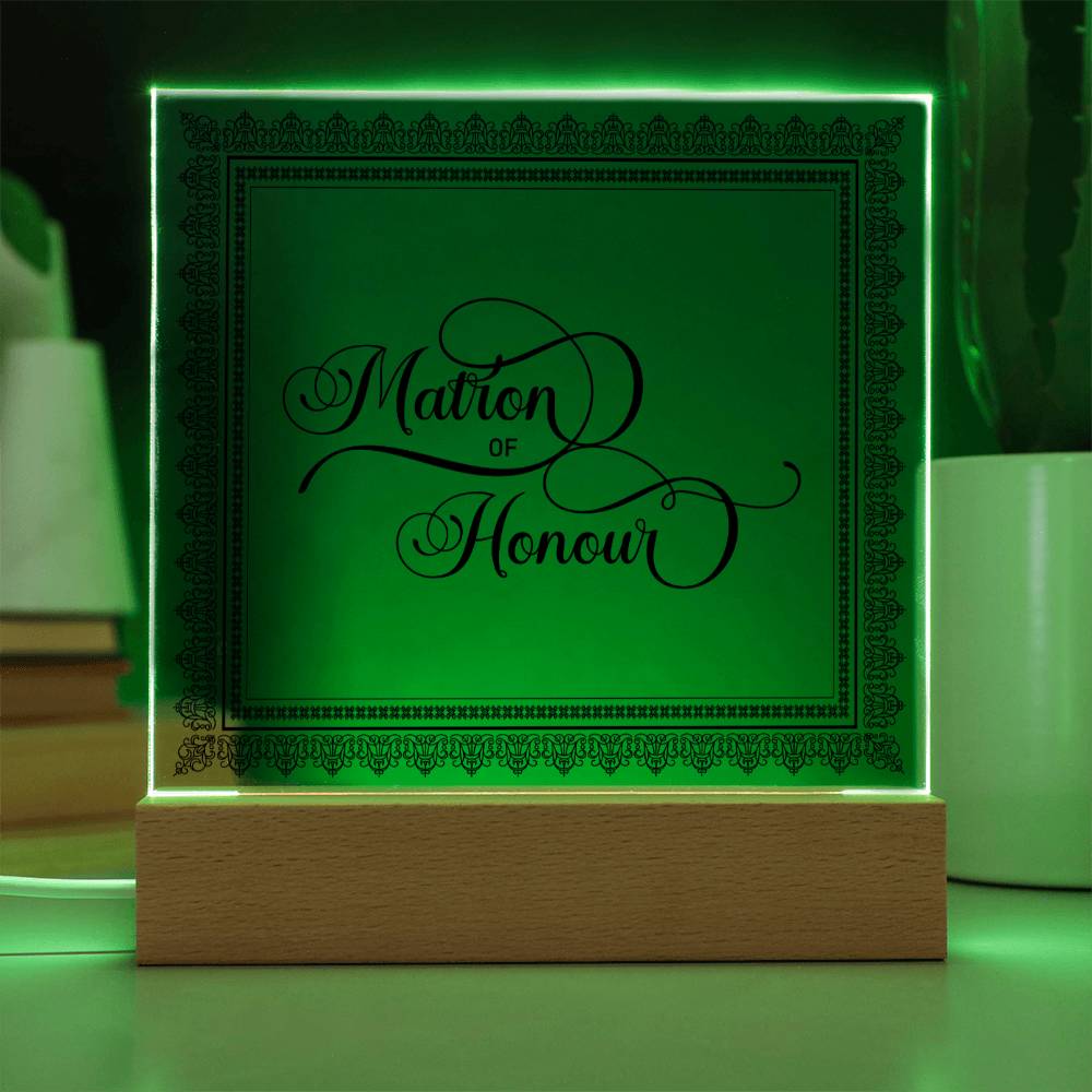 Matron of Honour (Black) - Square Acrylic Plaque