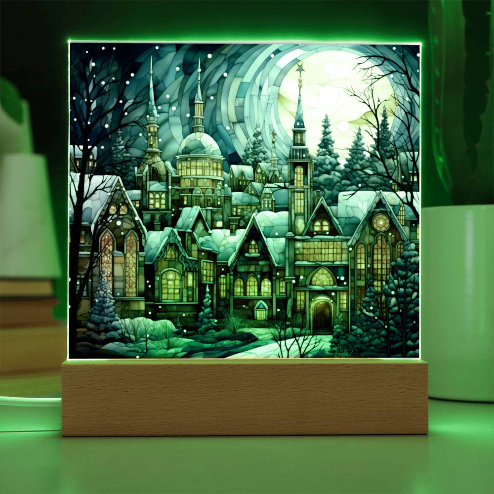 Christmas Stained Glass Design 004 - Square Acrylic Plaque