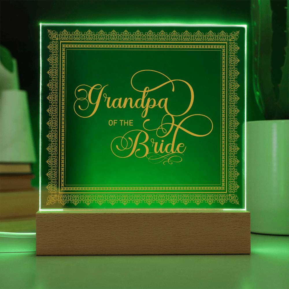 Grandpa of the Bride (Gold) - Square Acrylic Plaque
