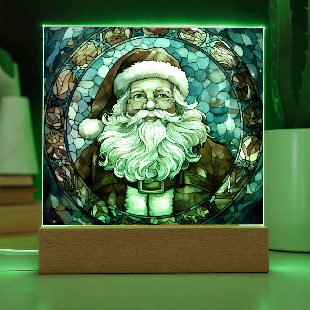 Christmas Stained Glass Design 013 - Square Acrylic Plaque