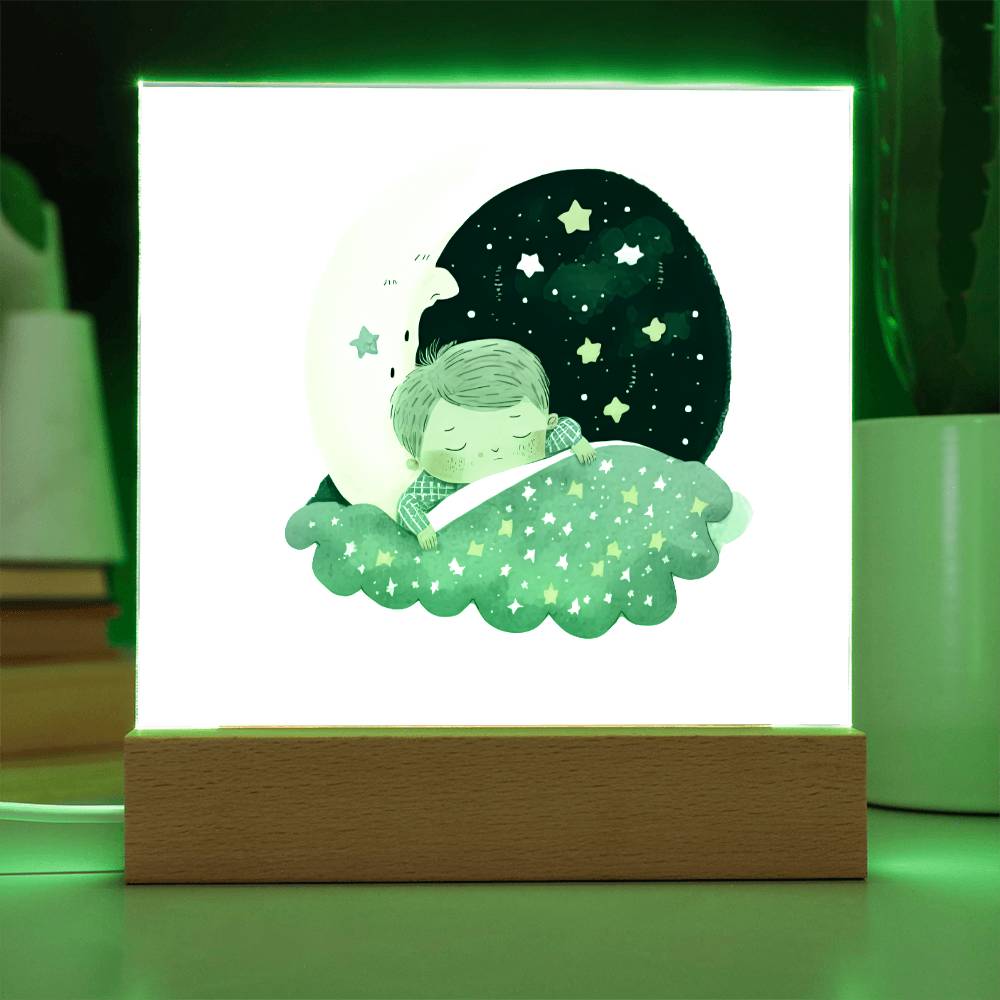 Sweet Dreams Baby Boy (Watercolor) 06 - LED Night Light Square Acrylic Plaque