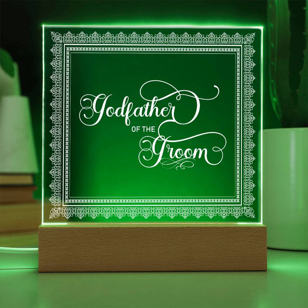 Godfather of the Groom (White) - Square Acrylic Plaque