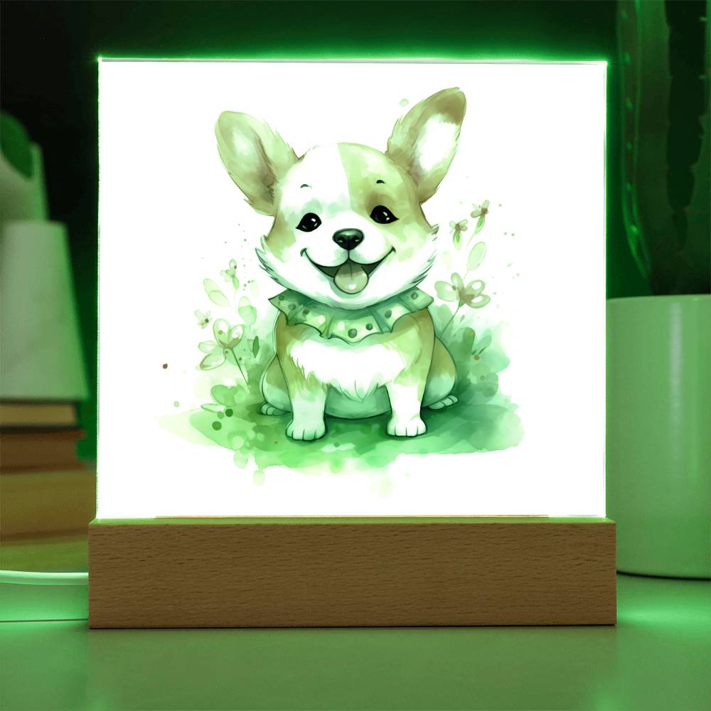 Corgi (Watercolor) 05 - Square Acrylic Plaque