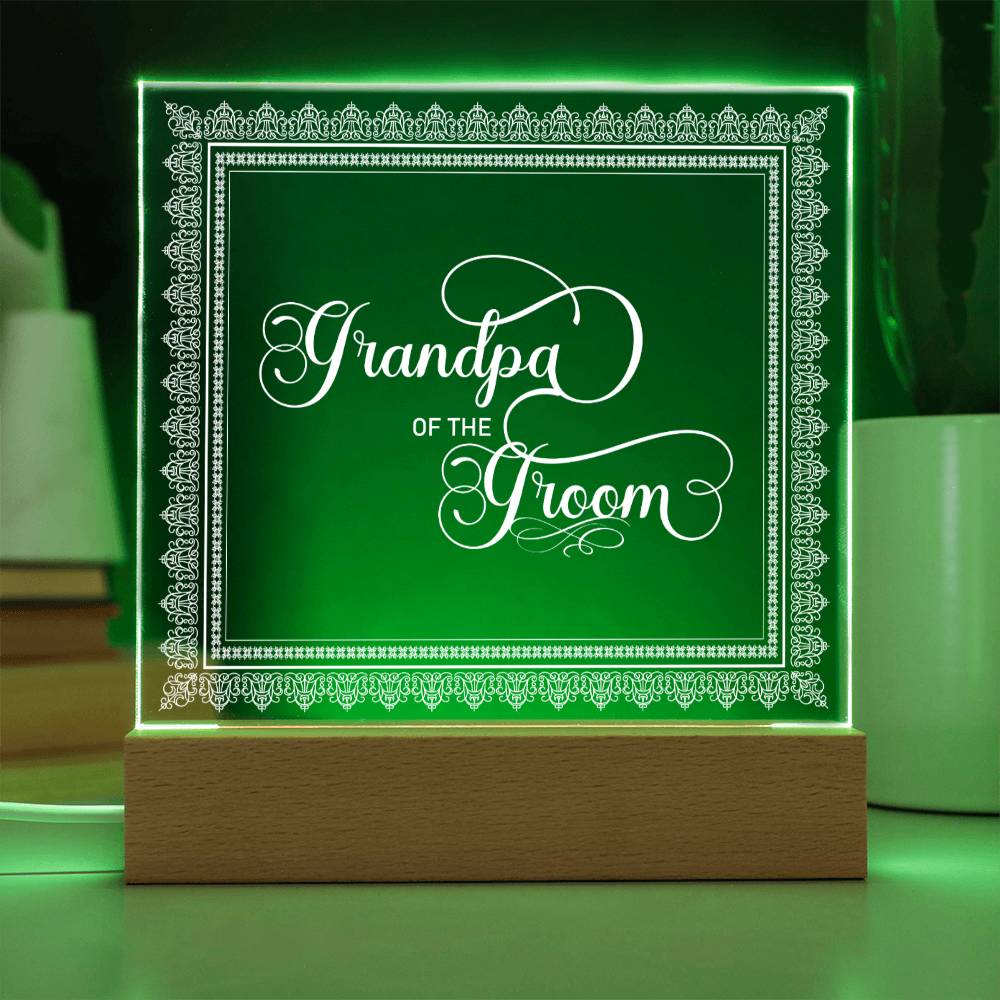 Grandpa of the Groom (White) - Square Acrylic Plaque
