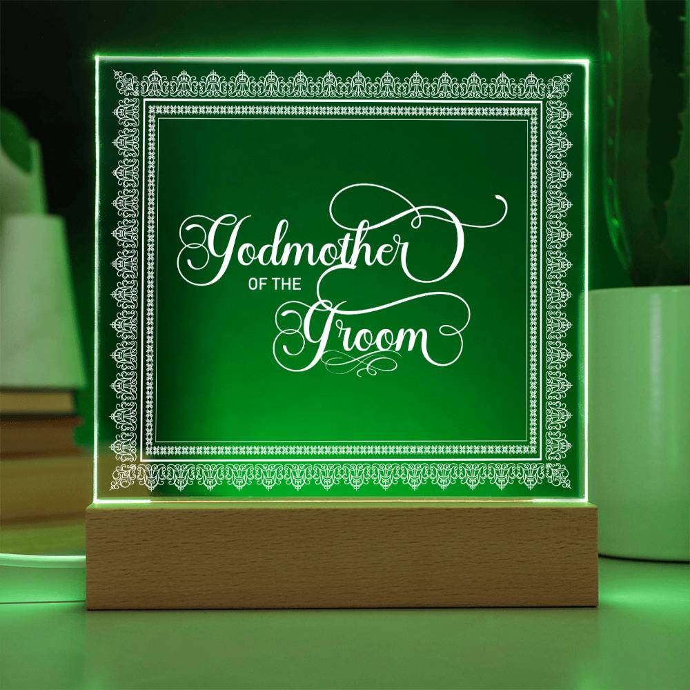 Godmother of the Groom (White) - Square Acrylic Plaque