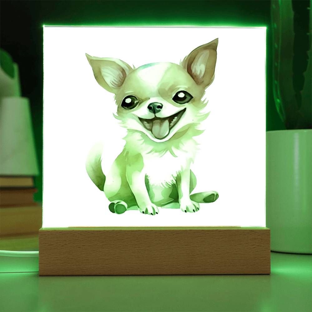 Chihuahua (Watercolor) 02 - Square Acrylic Plaque