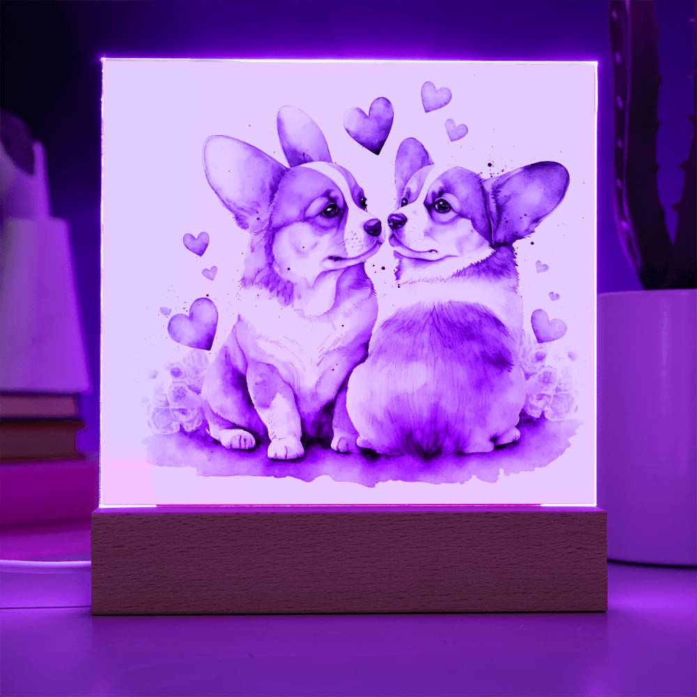 Cute Dogs In Love (Watercolor) 06 - Square Acrylic Plaque