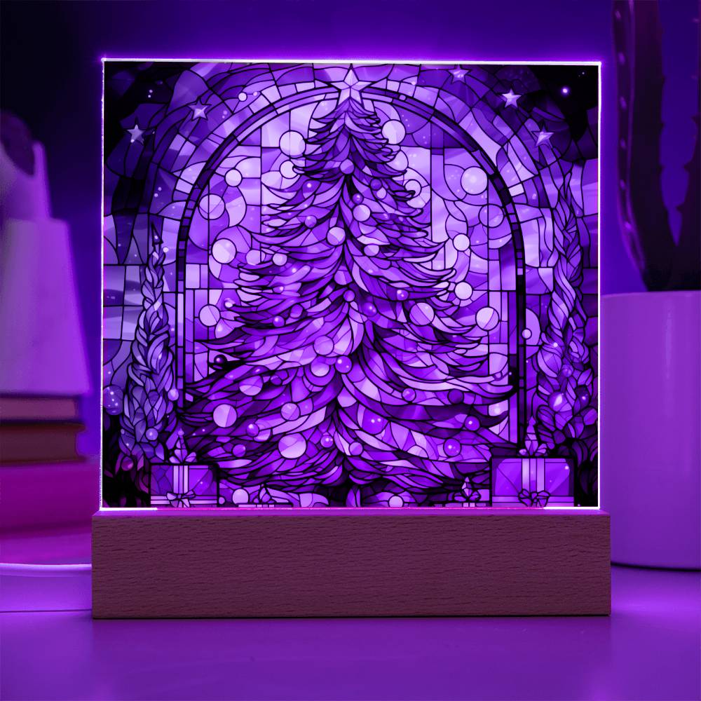 Christmas Stained Glass Design 029 - Square Acrylic Plaque