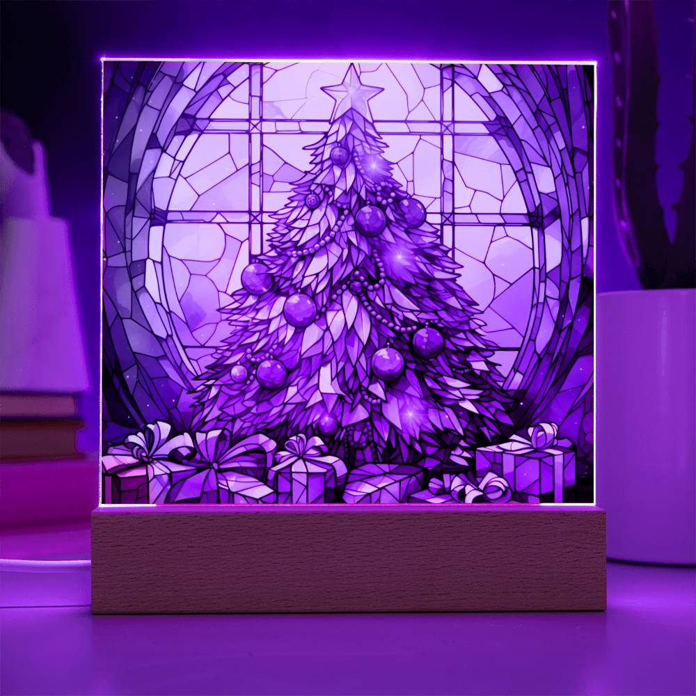 Christmas Stained Glass Design 023 - Square Acrylic Plaque