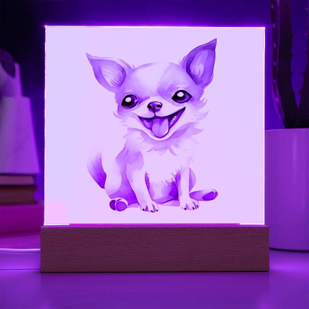 Chihuahua (Watercolor) 02 - Square Acrylic Plaque
