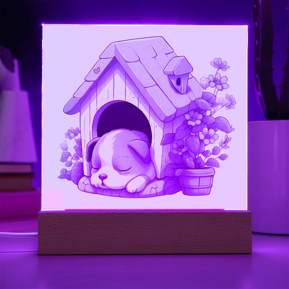 Dog Sleeping (Watercolor) 09 - Square Acrylic Plaque
