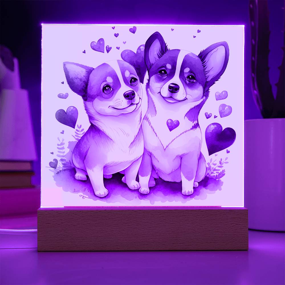 Cute Dogs In Love (Watercolor) 12 - Square Acrylic Plaque